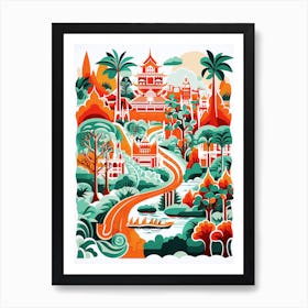 Suan Nong Nooch Thailand Modern Illustration 3 Art Print