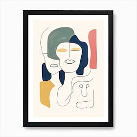 Face Line Art Abstract 1 Art Print