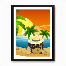 Osca the Rottweilers  is in his Tropical Paradise Art Print