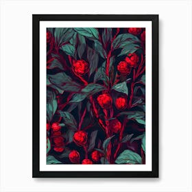 Seamless Pattern With Red Berries Art Print