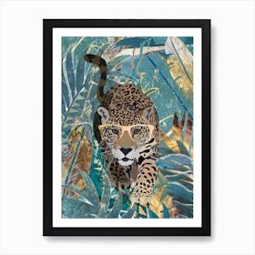 Leopard In Glasses In The Jungle Art Print