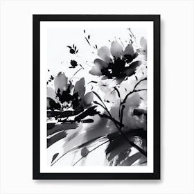 Black And White Flower Painting Art Print