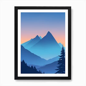 Misty Mountains Vertical Composition In Blue Tone 175 Art Print