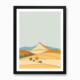 Mount Ossa Australia Color Line Drawing (6) Art Print