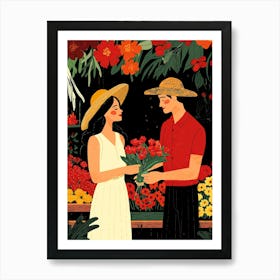 Couple In A Flower Shop Póster