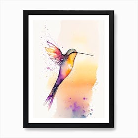 Hummingbird At Sunrise Minimalist Watercolour 1 Art Print