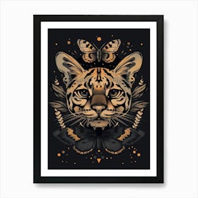 Ocelot With Butterflies Art Print