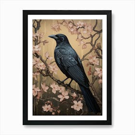 Dark And Moody Botanical Crow 4 Art Print