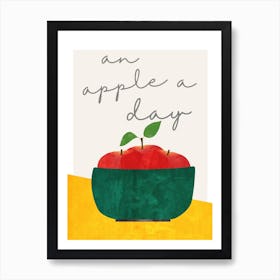 Apple Bowl On Yellow Art Print