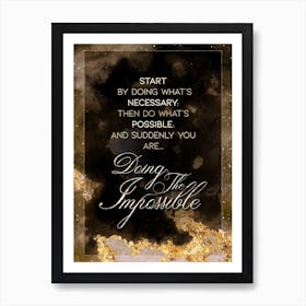 Doing The Impossible Gold Star Space Motivational Quote Art Print