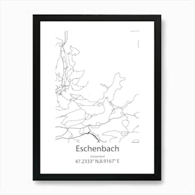 Eschenbach,Switzerland Minimalist Map Art Print