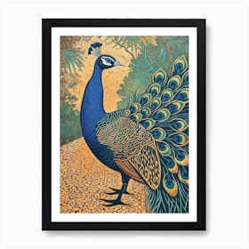 Blue Mustard Peacock In The Wild 1 Art Print