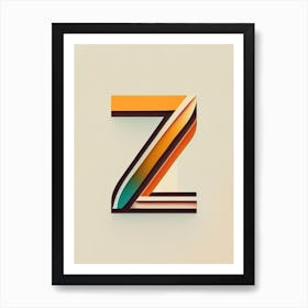 Z, Letter, Alphabet Retro Minimal 3 Art Print