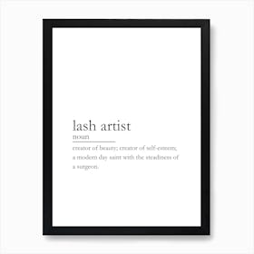 Lash Artist Definition Lash Decor Art Print