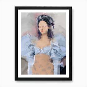 LADY JEAN PAUL - Fashion Illustration of Model with Neutral Blue Bustier by "Colt x Wilde"   Art Print