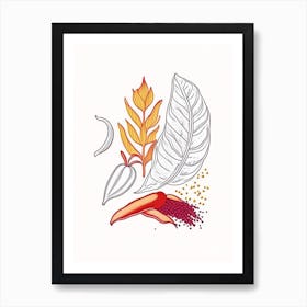 Cayenne Pepper Spices And Herbs Minimal Line Drawing 1 Art Print