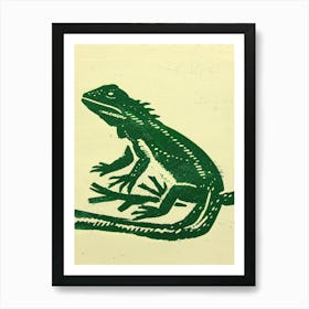 Lizard In The Woods Bold Block 1 Art Print