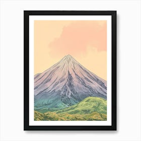 Mount Apo Philippines Color Line Drawing (7) Art Print
