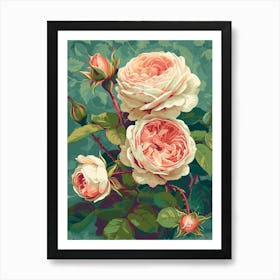 English Roses Painting Entwined 4 Art Print