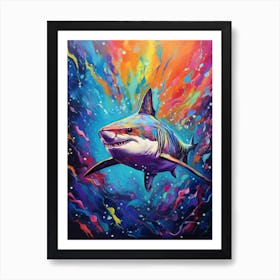  A Blacktip Shark Vibrant Paint Splash 4 Art Print