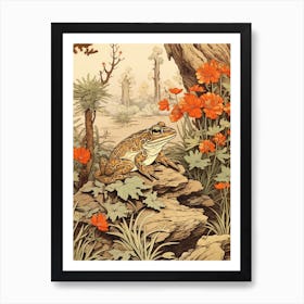 Vintage Japanese Frog Burrow 3 Art Print