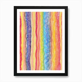 Rainbow Stripes, Abstract Colorful Painting. Art Print