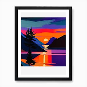 Square Lake And Tree Sunset Art Print