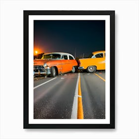 Two Classic Cars On The Road 1 Art Print