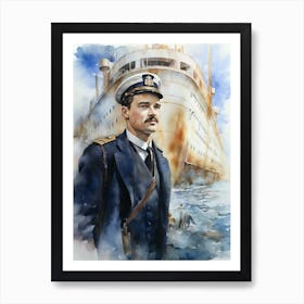 Titanic Sailor Watercolour Illustration 1 Póster