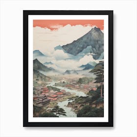 Iya Valley In Tokushima, Ukiyo E Drawing 3 Art Print