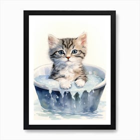 American Shorthair Cat In Bathtub Bathroom 4 Art Print