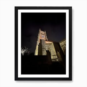 Church Tower At Night Art Print