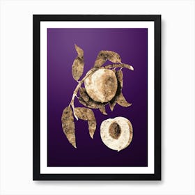Gold Botanical Peach on Royal Purple n.0837 Art Print