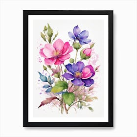 Ai Generated Watercolor Flowers Art Print