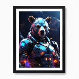 Bear In Cyborg Body #1 Art Print