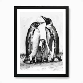 King Penguin Feeding Their Chicks 2 Art Print