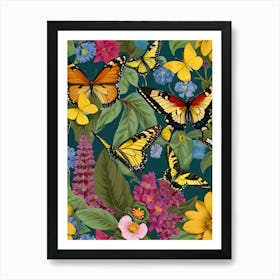 Butterflies In The Garden Art Print