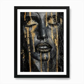 Gold And Black Painting 4 Art Print