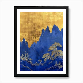 Gold And Blue Mountains Art Print