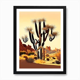 Joshua Trees In Grand Canyon Vintage Botanical Line Drawing  (5) Art Print