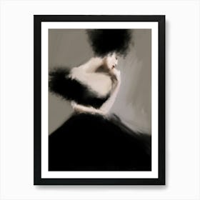 MADAME X's SISTER - Fashion Illustration of Model in Couture Black Dress,  Red Lips, Neutral Monochromatic  by  "Colt x Wilde"   Art Print