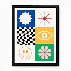 Retro Icon Poster Colourful Art Print