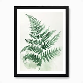 Green Ink Painting Of A Wood Fern 2 Art Print