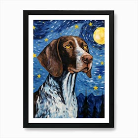 German Shorthair Pointer Starry Night Dog Portrait Art Print