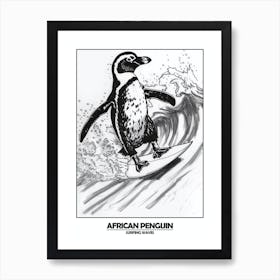 Penguin Surfing Waves Poster 1 Art Print