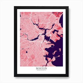 Boston Massachusetts Pink Purple Art Print