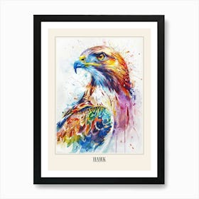 Hawk Colourful Watercolour 1 Poster Art Print