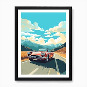 A Chevrolet Corvette In The The Great Alpine Road Australia 4 Art Print