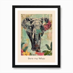 Elephant Vintage Into The Wild Poster 1 Art Print