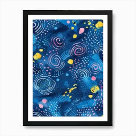 Blue And Yellow Swirls Art Print